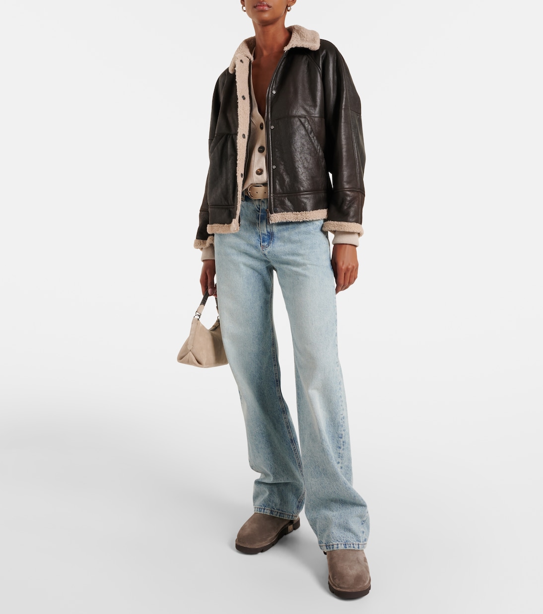 Stiefel Monili aus Veloursleder mit Shearling | Brunello Cucinelli