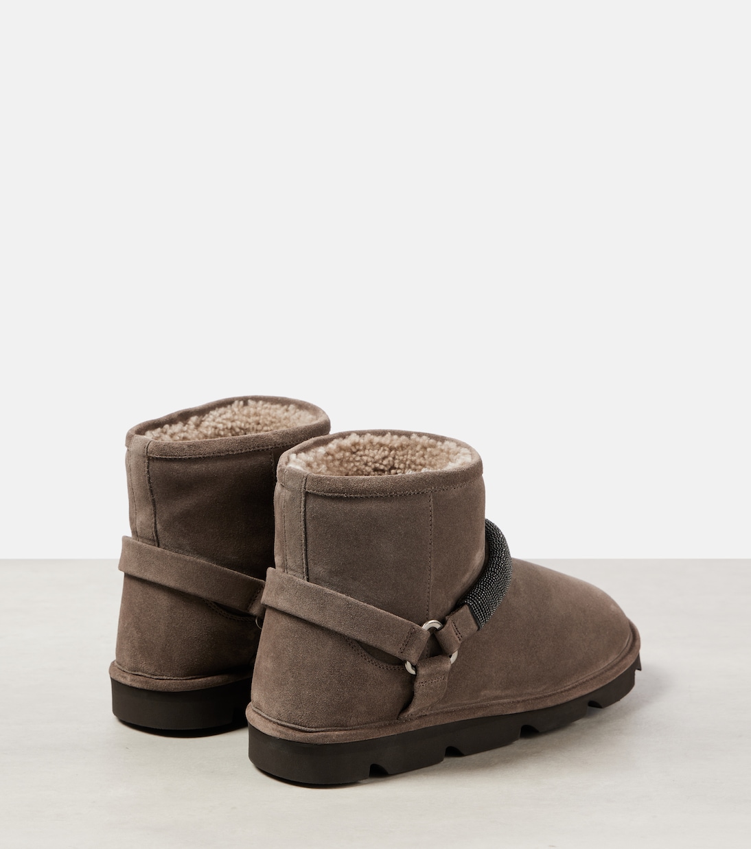 Stiefel Monili aus Veloursleder mit Shearling | Brunello Cucinelli