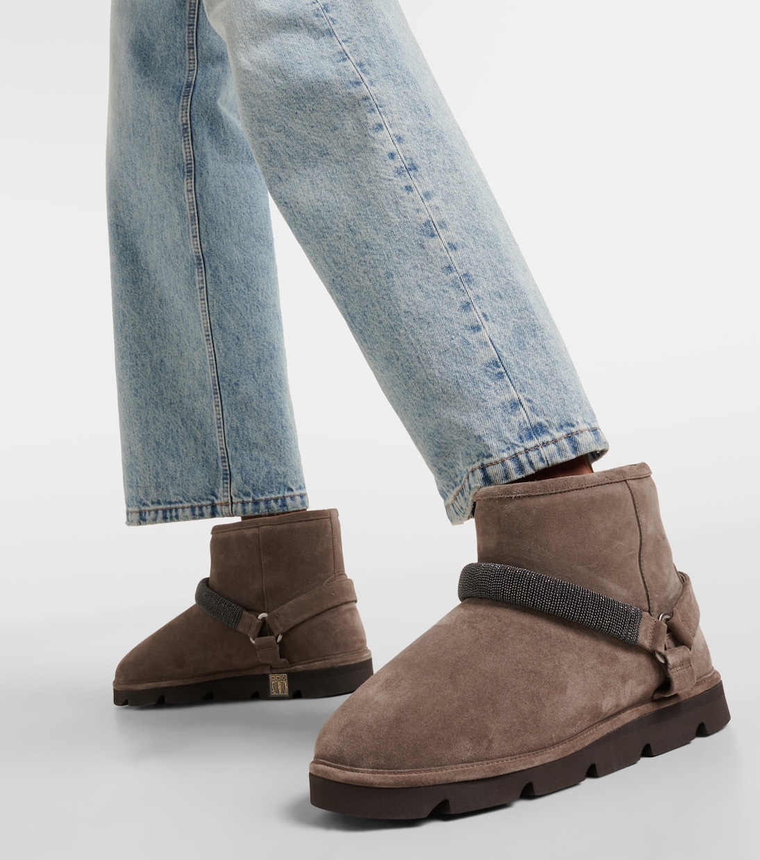 Stiefel Monili aus Veloursleder mit Shearling | Brunello Cucinelli