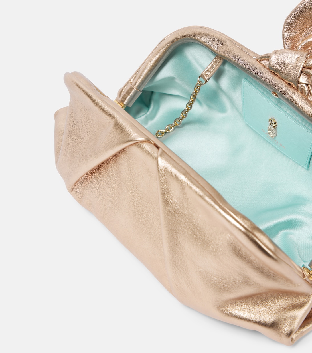 Clutch Bow Tie de piel metalizada | Aquazzura