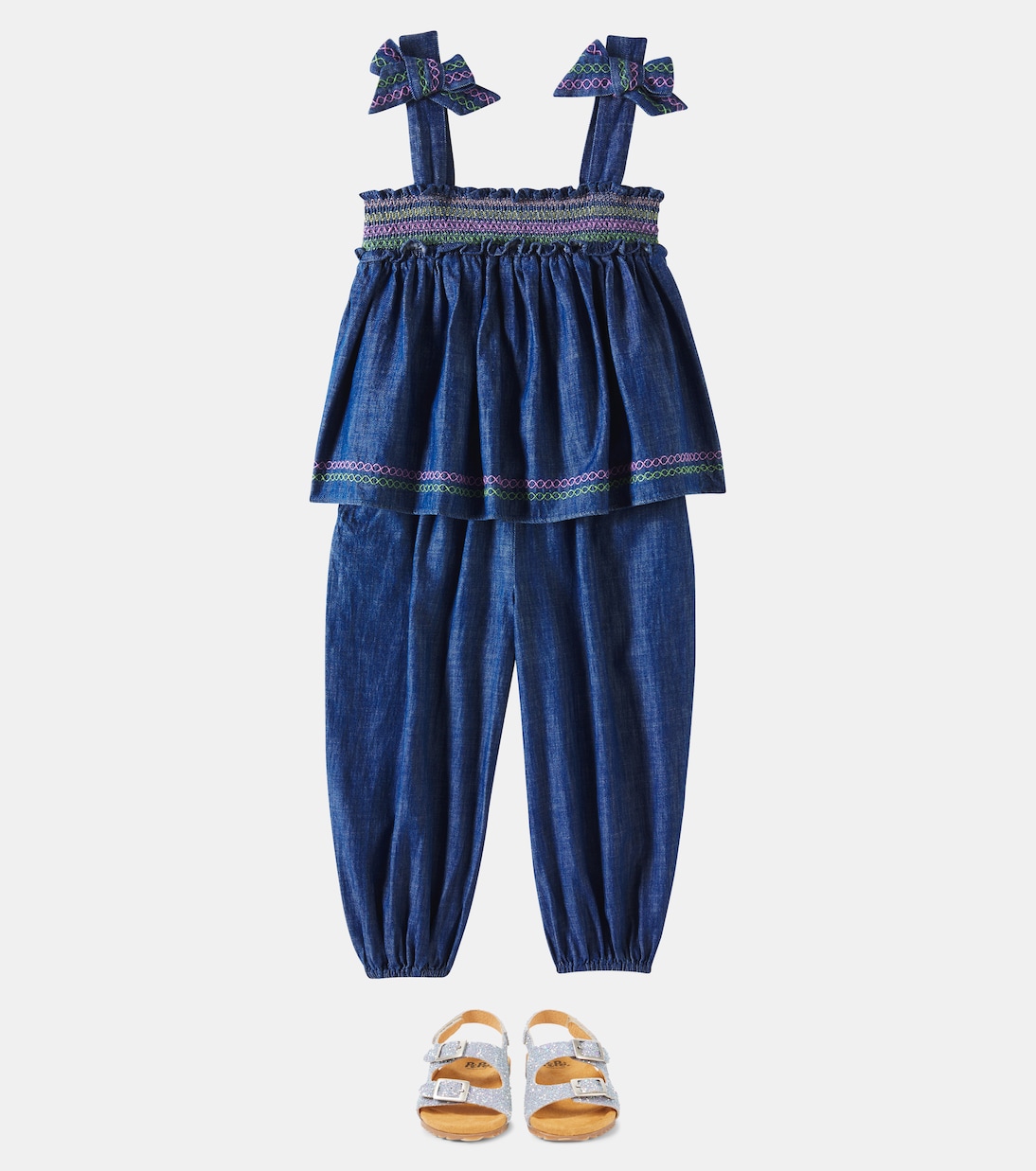 Besticktes Top Tallow aus Denim | Zimmermann Kids
