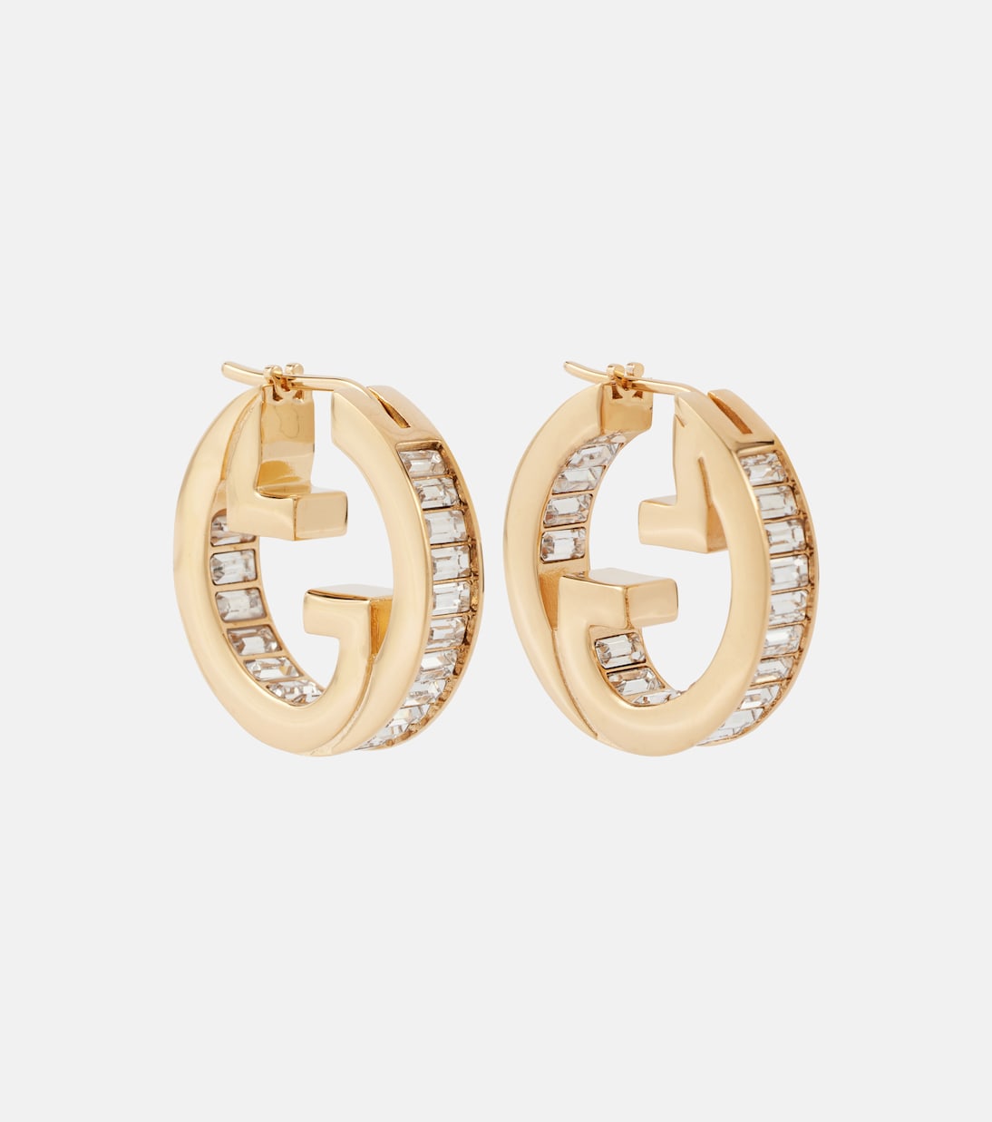 Gucci Blondie embellished hoop earrings in gold Gucci Mytheresa