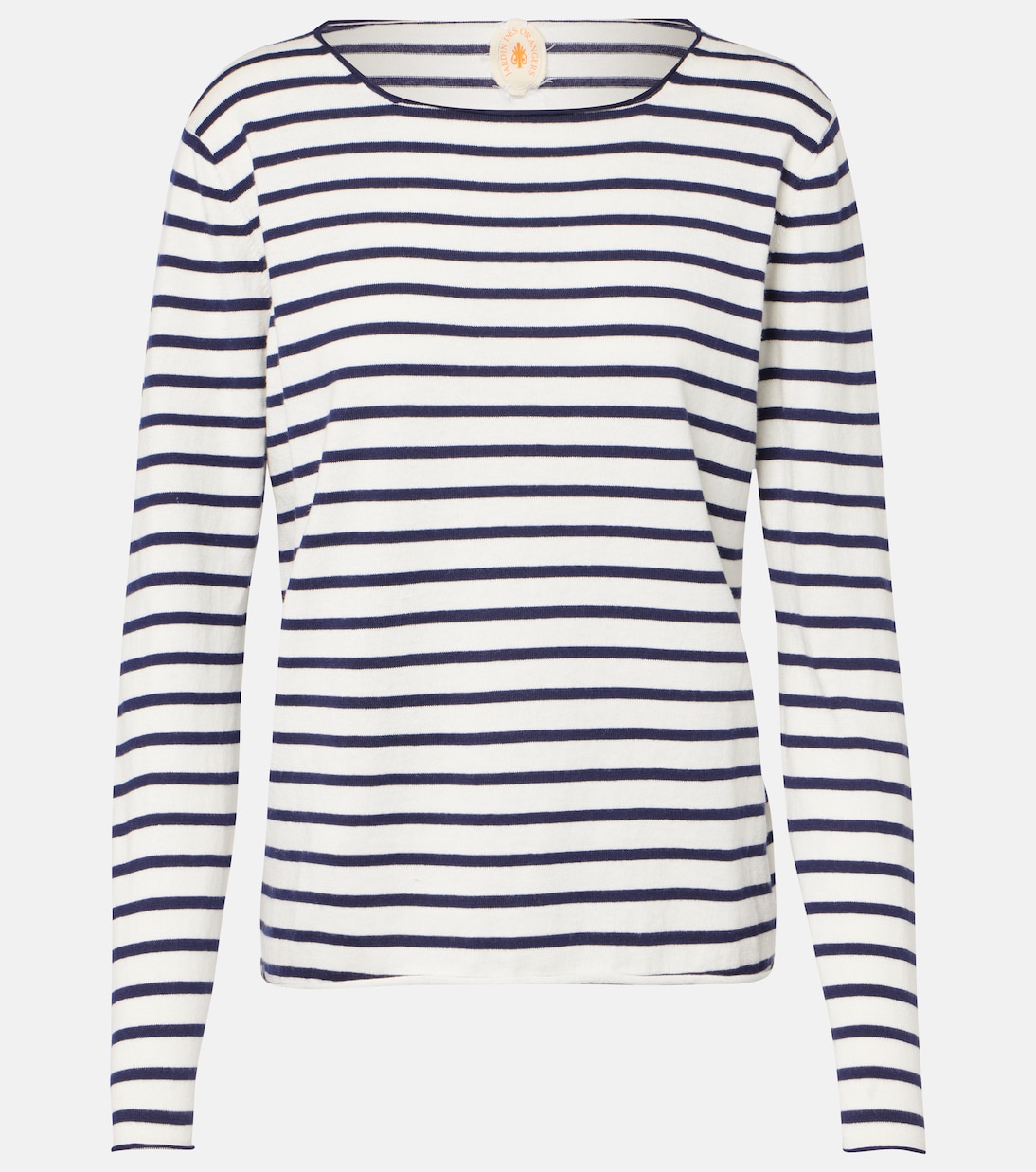 T-shirt rayé en coton, soie et cachemire | Jardin des Orangers