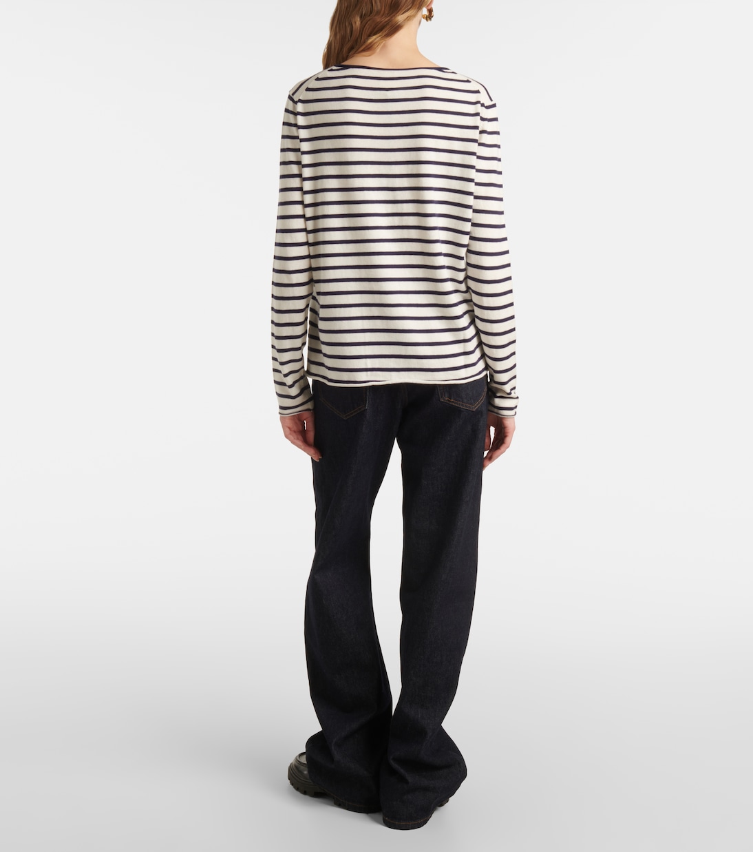 T-shirt rayé en coton, soie et cachemire | Jardin des Orangers