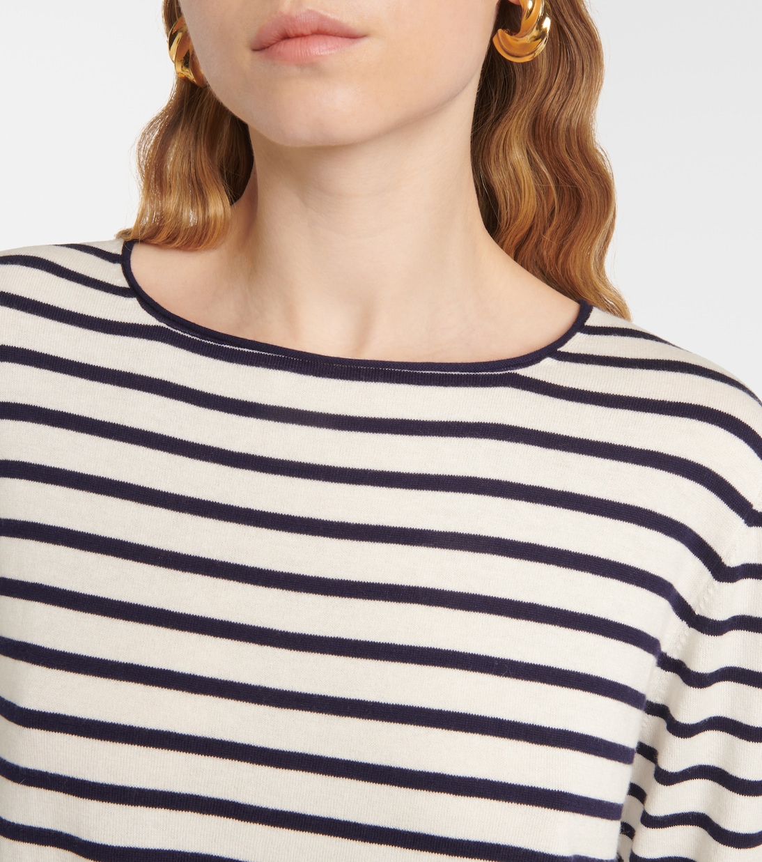 T-shirt rayé en coton, soie et cachemire | Jardin des Orangers