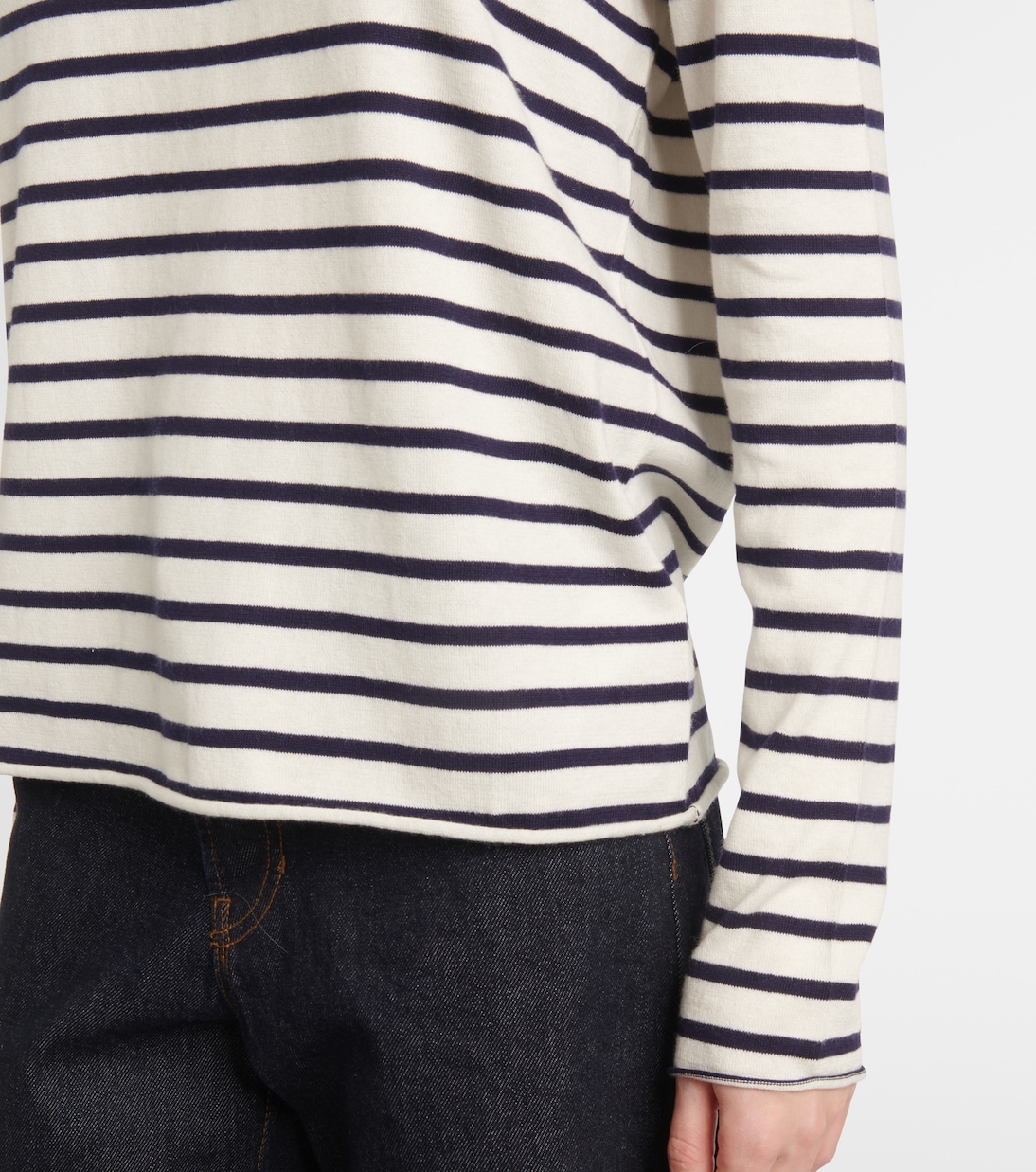 T-shirt rayé en coton, soie et cachemire | Jardin des Orangers