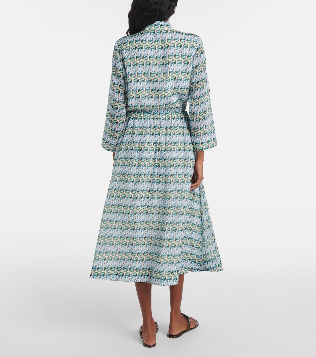 Robe midi en coton et soie imprimés | Tory Burch