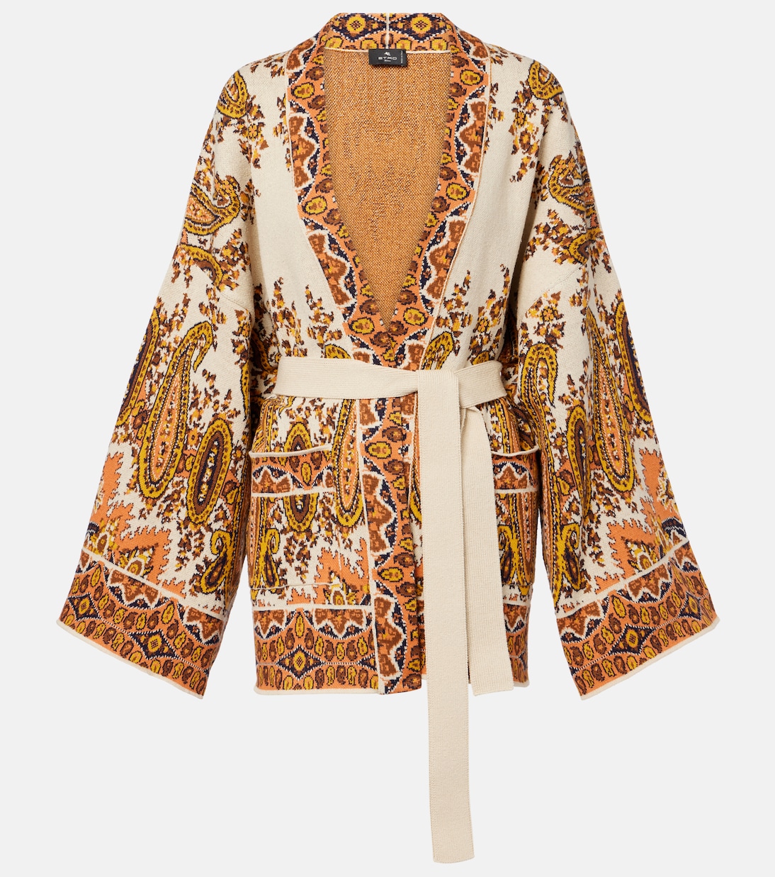 Cardigan a portafoglio in jacquard di misto cotone | Etro