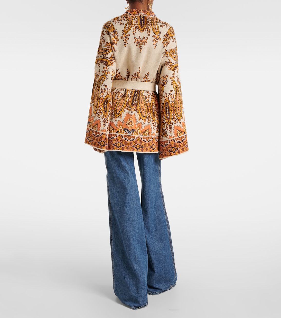 Cardigan a portafoglio in jacquard di misto cotone | Etro