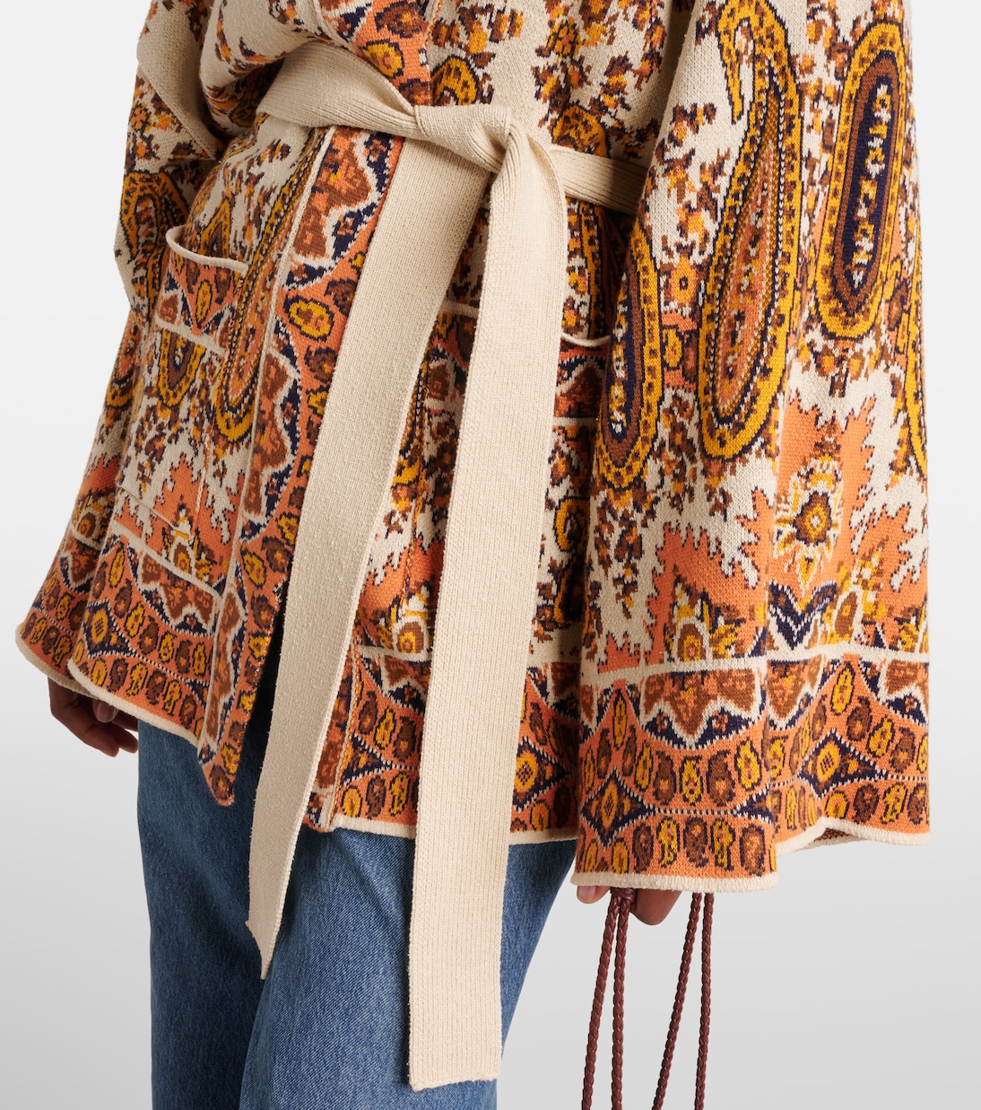 Cardigan a portafoglio in jacquard di misto cotone | Etro