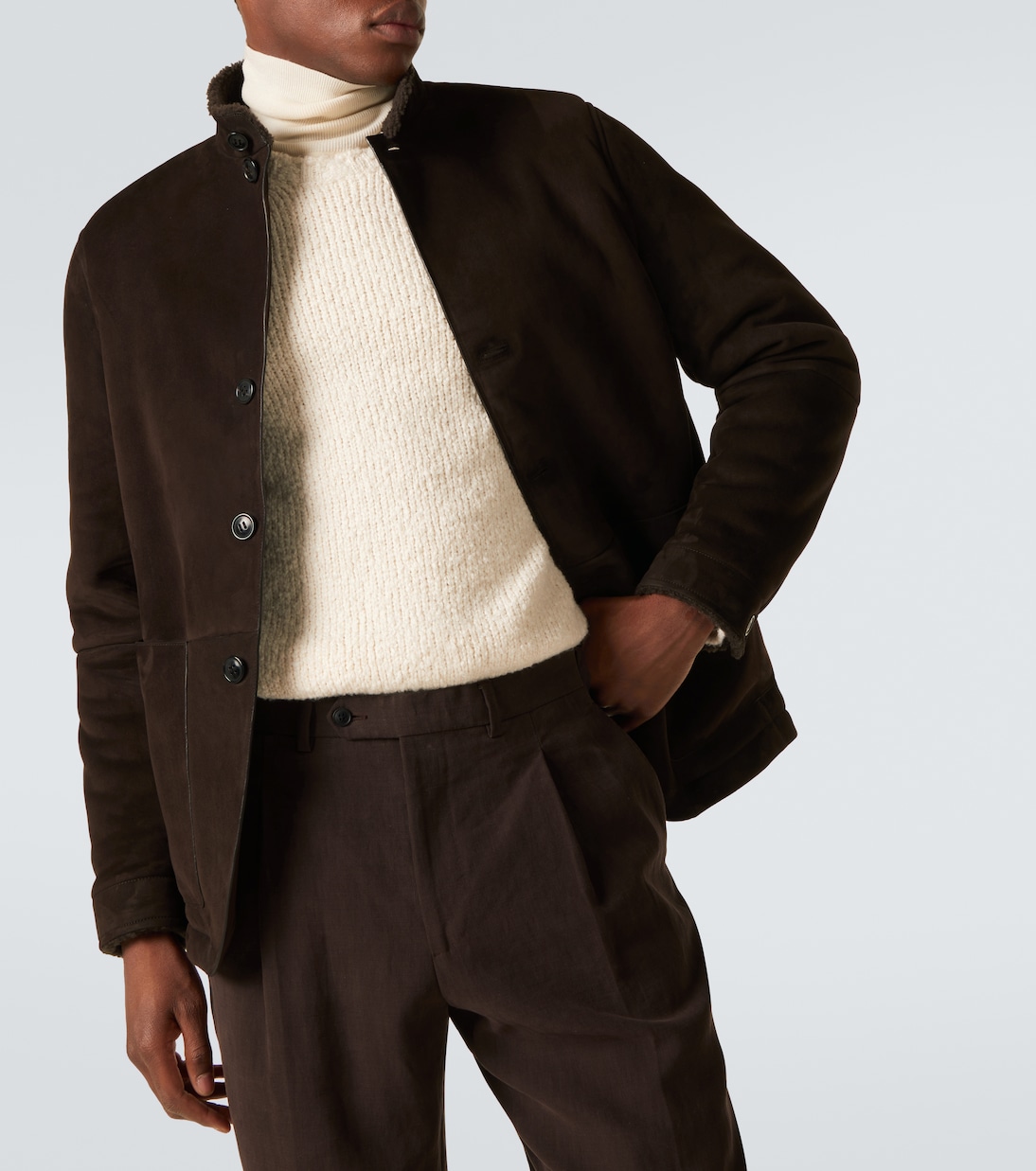 Il Conte shearling-trimmed suede jacket  | Zegna