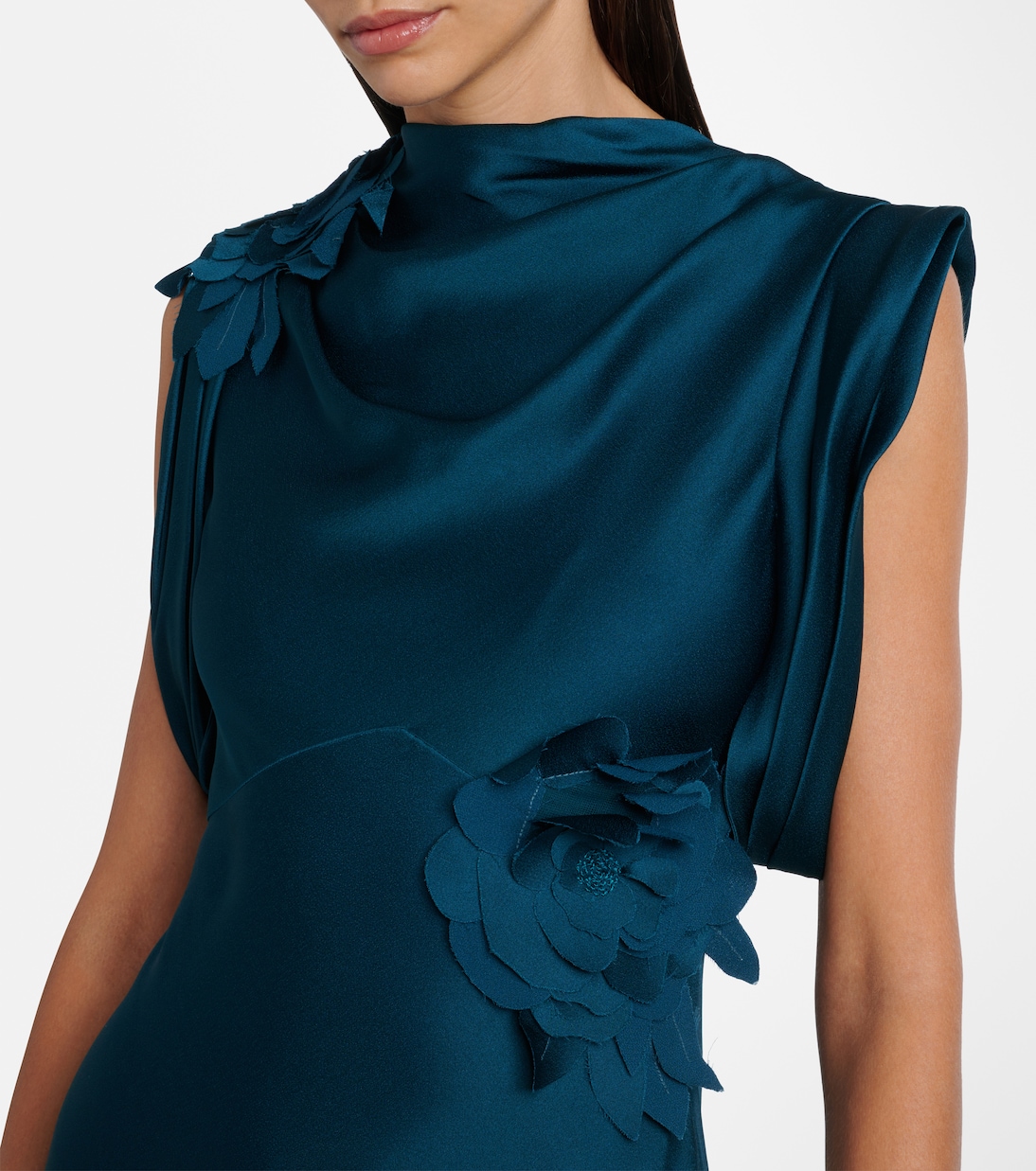 Floral-appliqué satin gown | Erdem