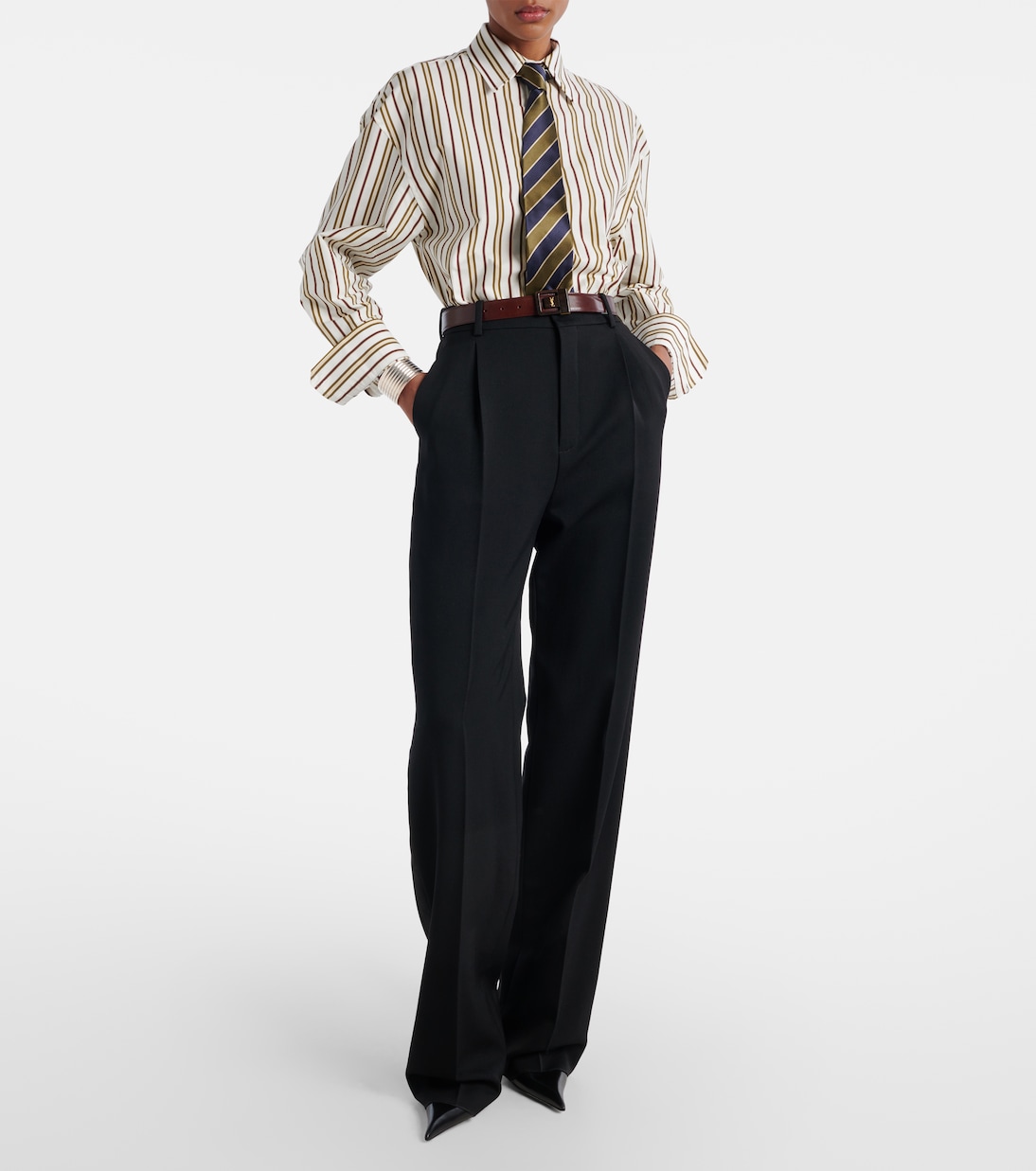 Camicia Cassandre in popeline di cotone a righe | Saint Laurent