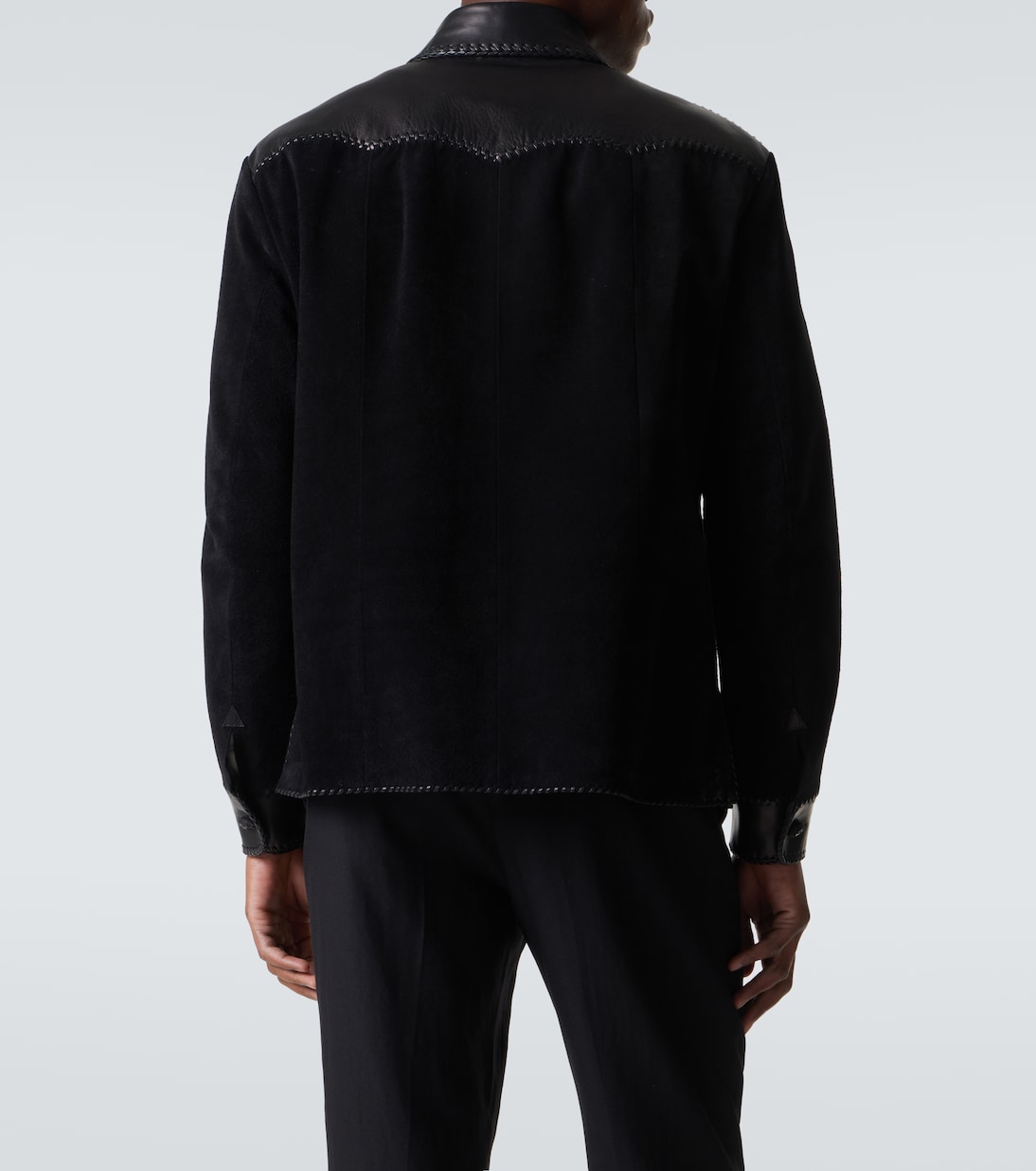 Leather-trimmed suede overshirt  | Ralph Lauren Purple Label