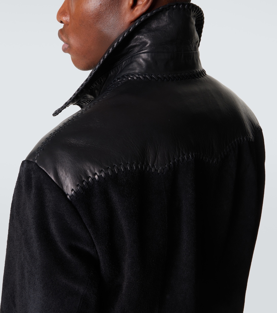 Leather-trimmed suede overshirt  | Ralph Lauren Purple Label