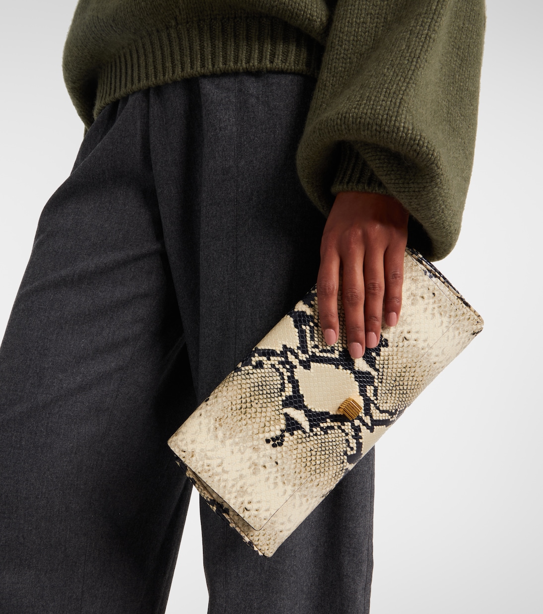 Audrey snake-effect leather clutch | Khaite