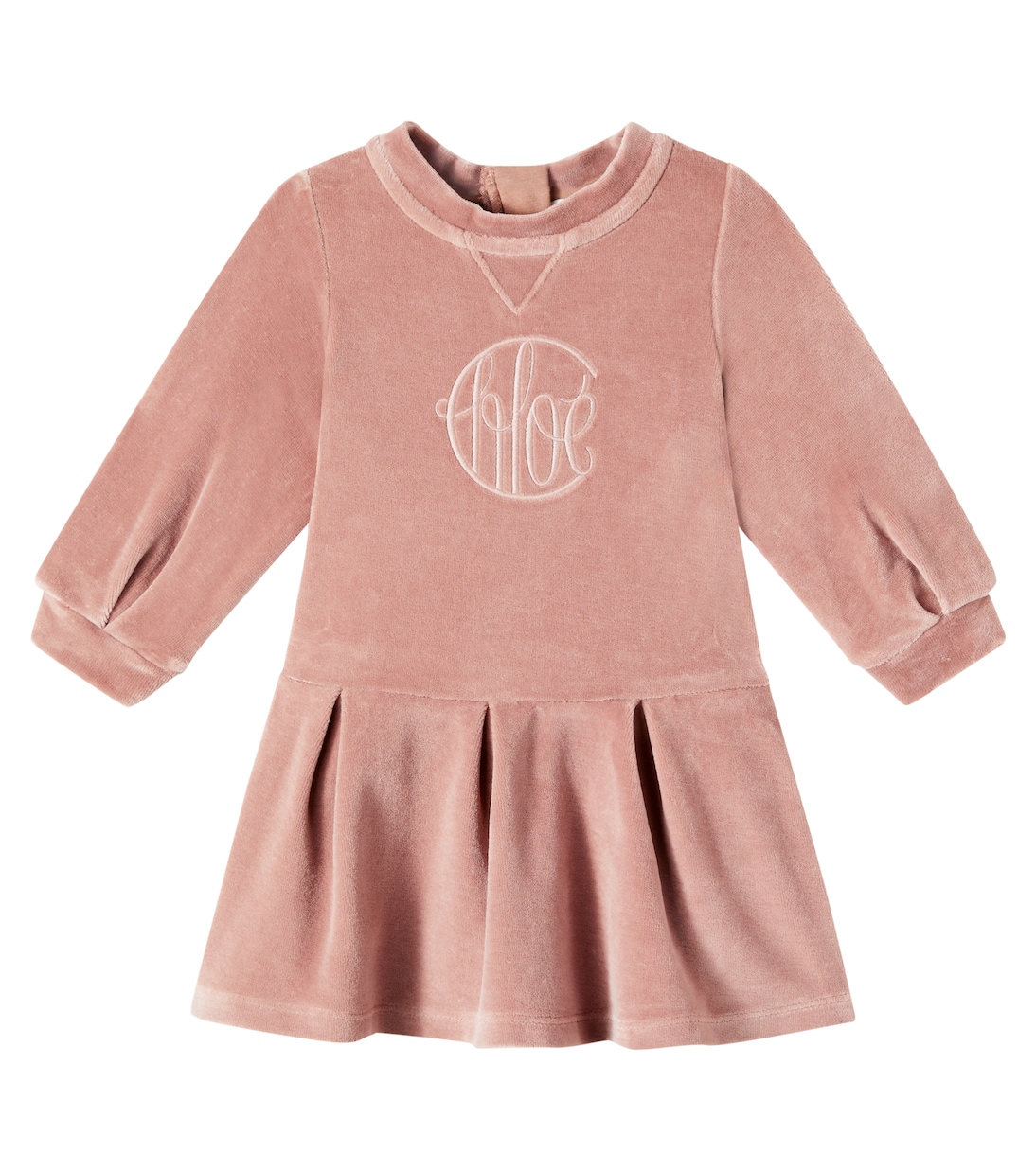 Logo cotton velvet dress | Chloé Kids