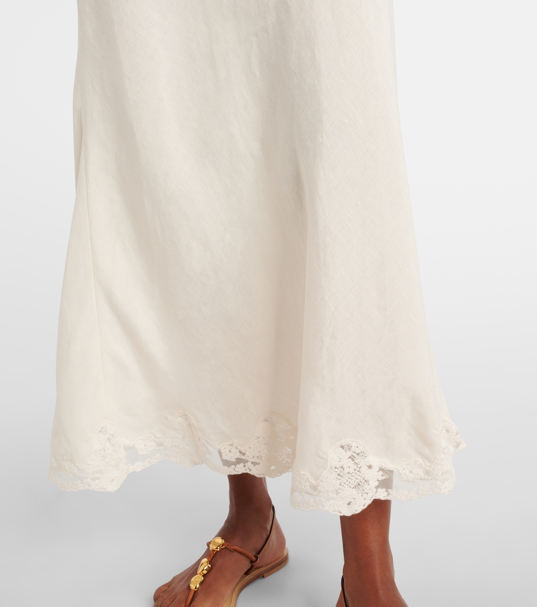 Crystal lace-trimmed cotton maxi skirt | Rixo