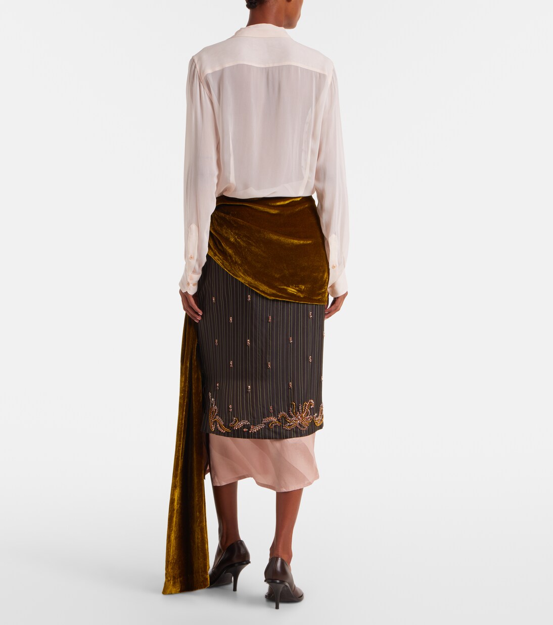 Draped velvet midi skirt | Dries Van Noten