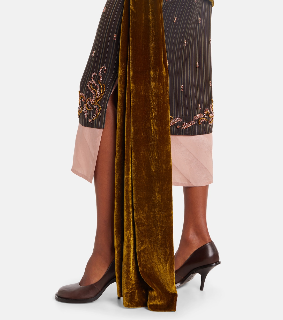 Draped velvet midi skirt | Dries Van Noten