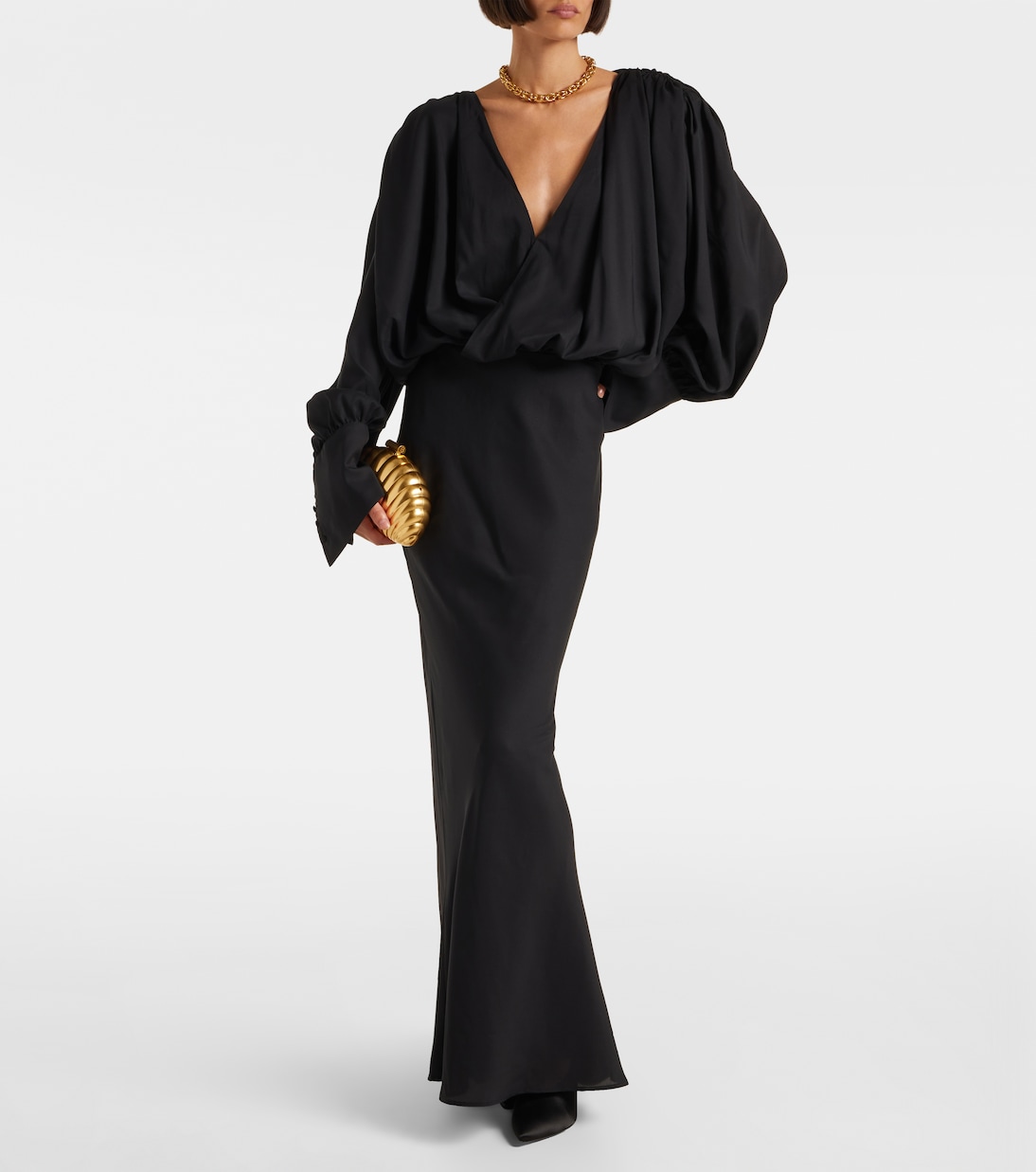 Savannah scarf-detail chiffon gown | Rotate