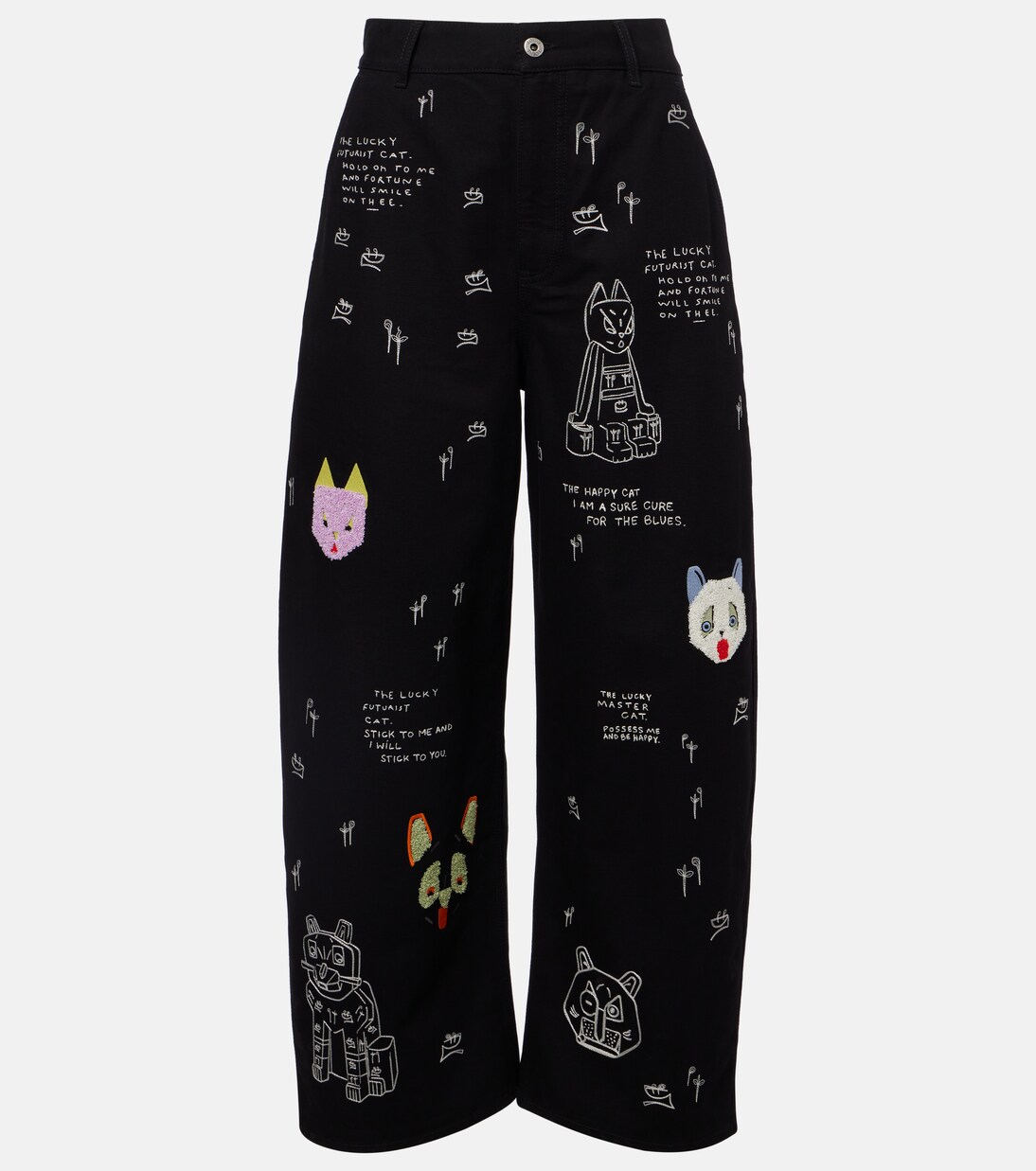 x Louis Wain embroidered wide-leg jeans | Loewe