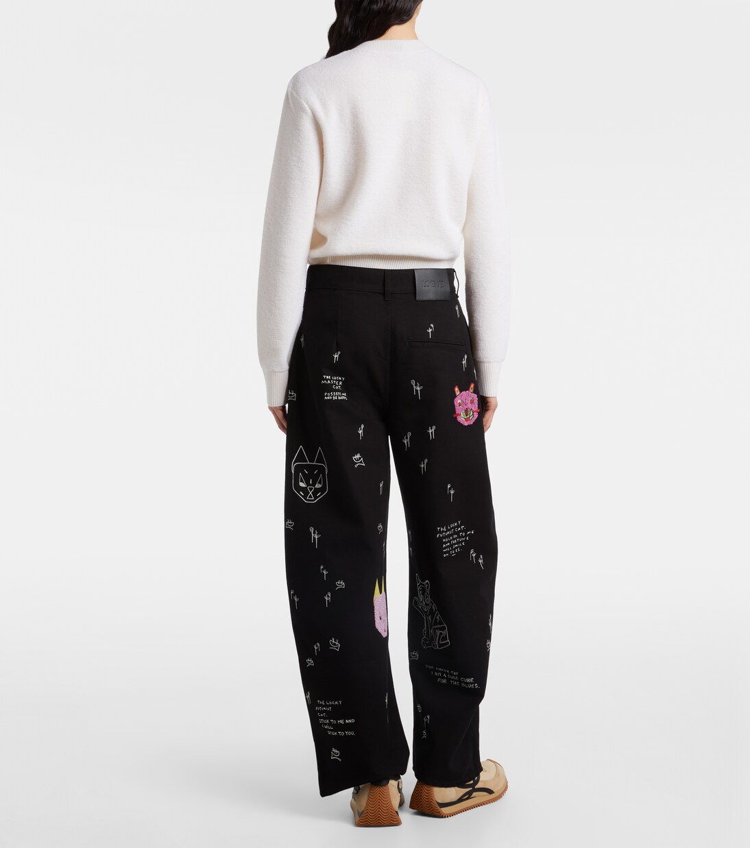 x Louis Wain embroidered wide-leg jeans | Loewe