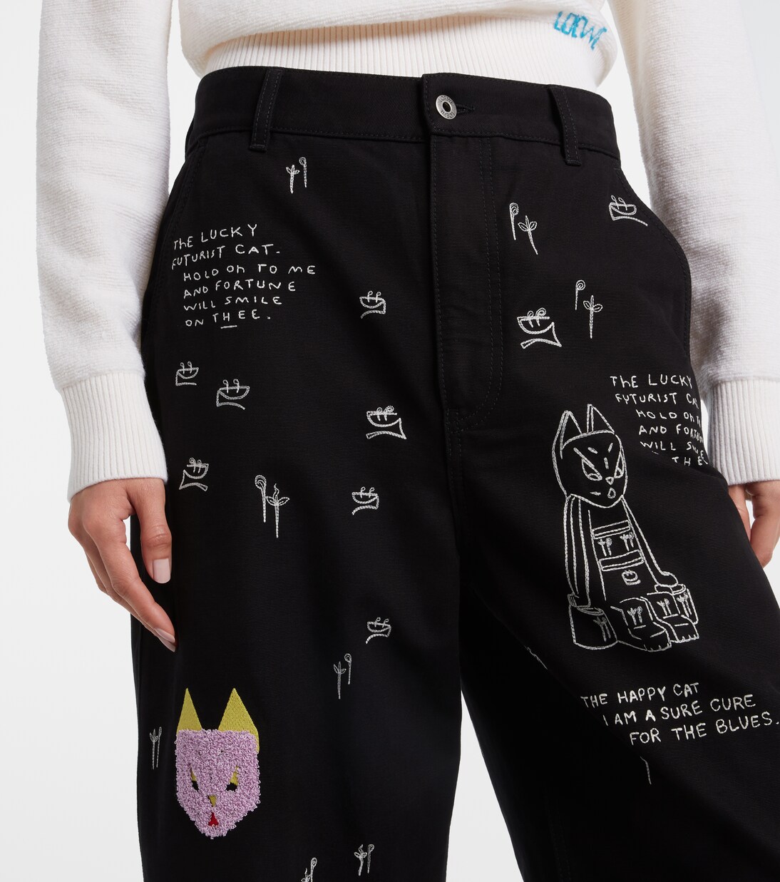 x Louis Wain embroidered wide-leg jeans | Loewe