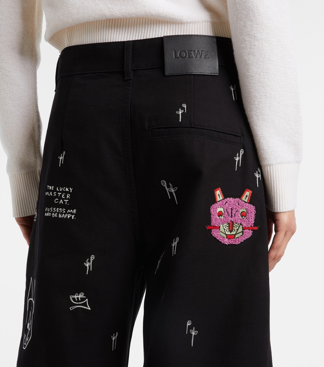 x Louis Wain embroidered wide-leg jeans | Loewe