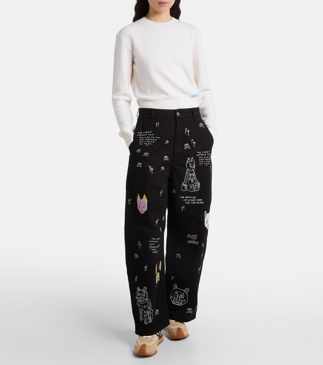 x Louis Wain embroidered wide-leg jeans | Loewe