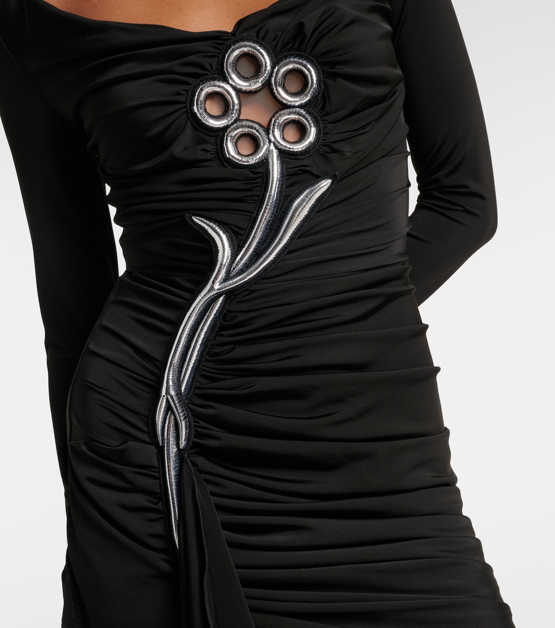 Embellished draped jersey minidress | David Koma