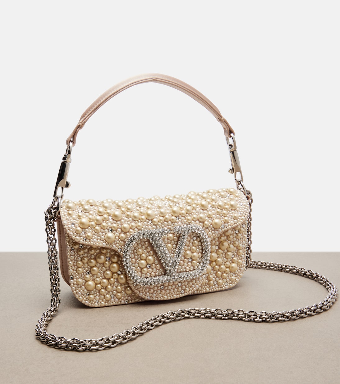 Locò Small embellished satin shoulder bag | Valentino Garavani