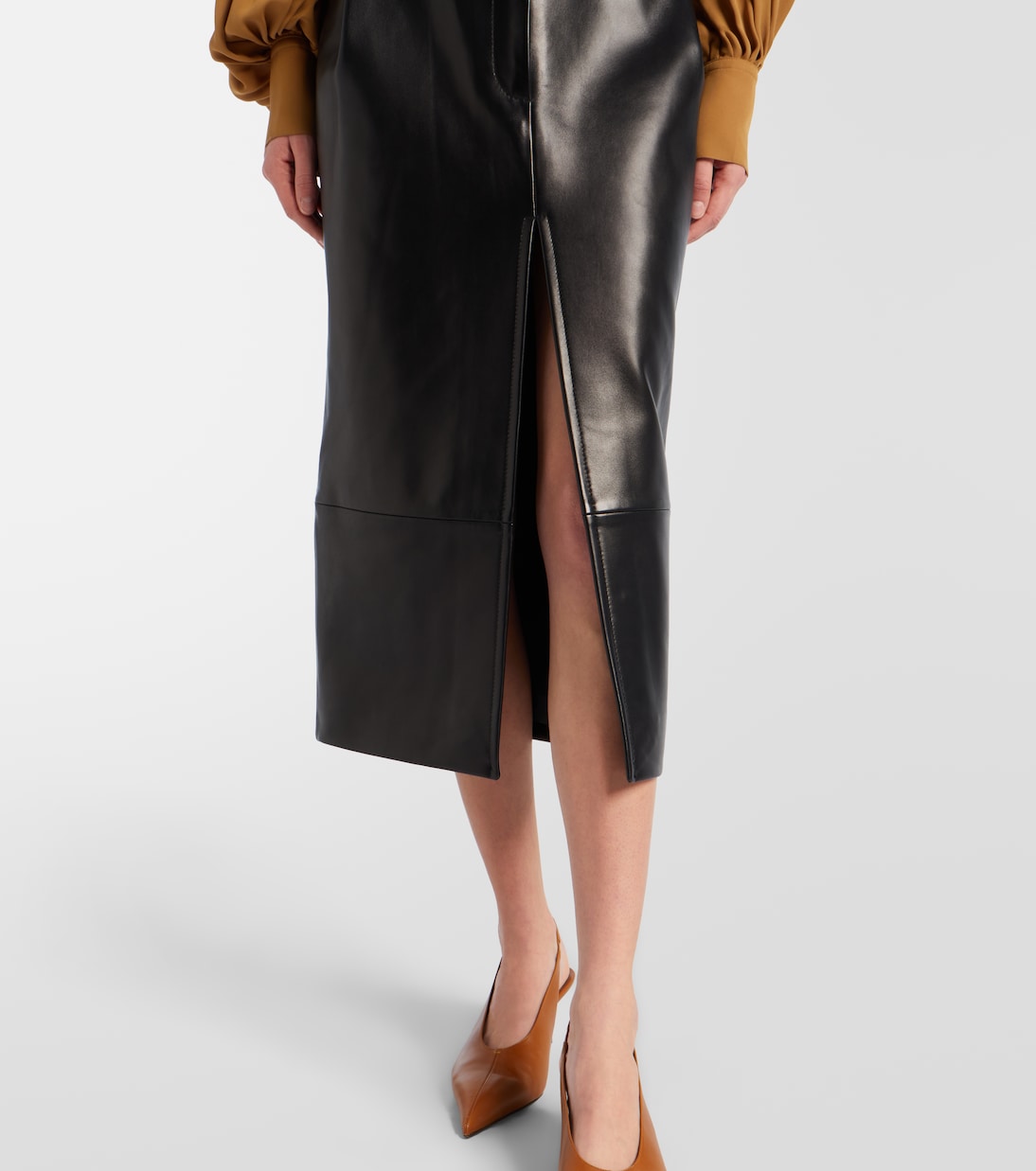 Anden leather midi skirt | Khaite