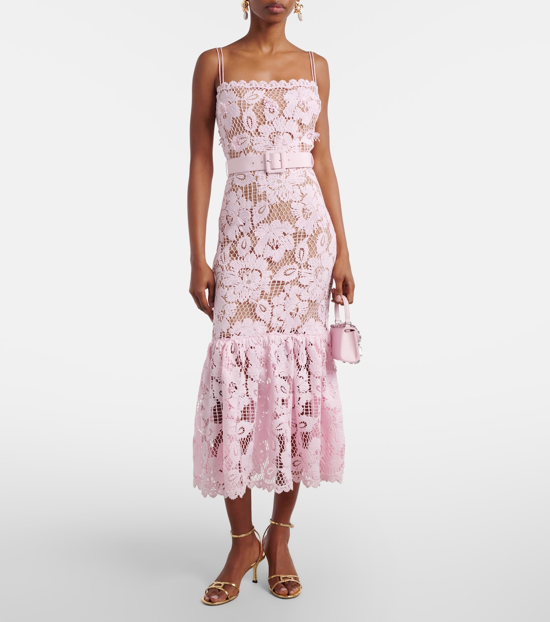 Belted crochet midi dress | Self-Portrait