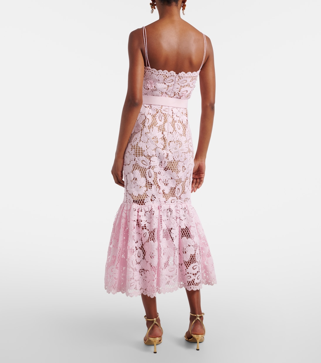 Belted crochet midi dress | Self-Portrait