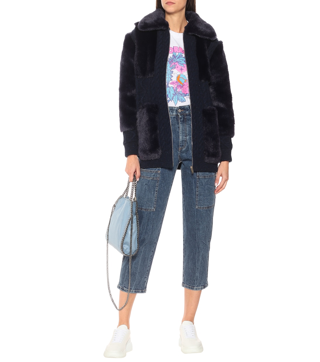 Cardigan in lana con pelliccia sintetica | Stella McCartney