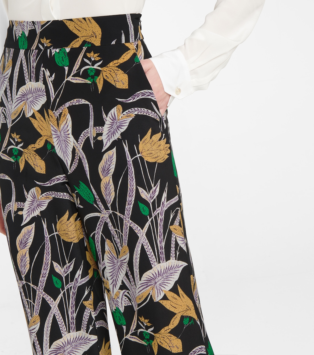 Pantalon Federia à taille haute en soie à fleurs | Diane von Furstenberg