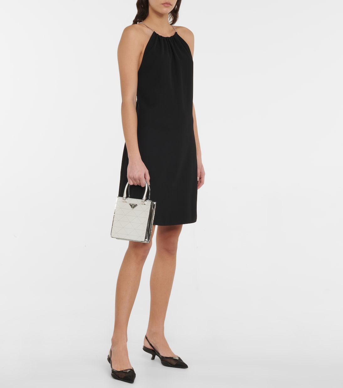 Slingback-Pumps aus Leder und Mesh | Prada