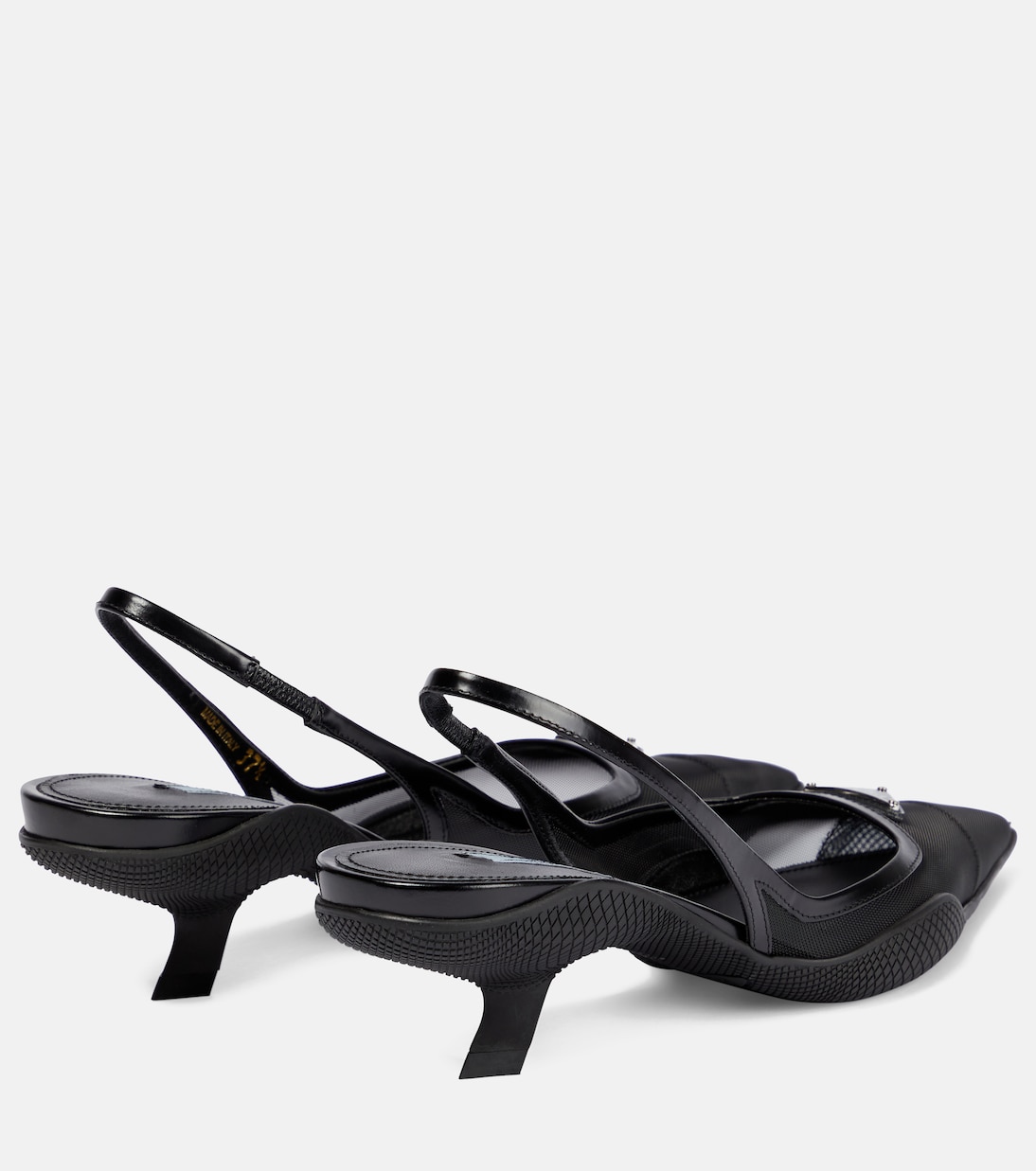 Slingback-Pumps aus Leder und Mesh | Prada