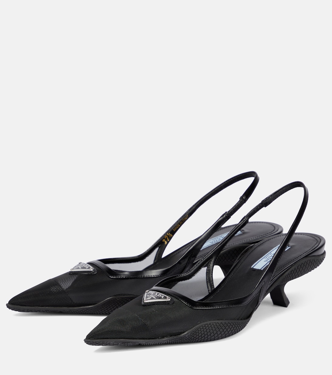 Slingback-Pumps aus Leder und Mesh | Prada