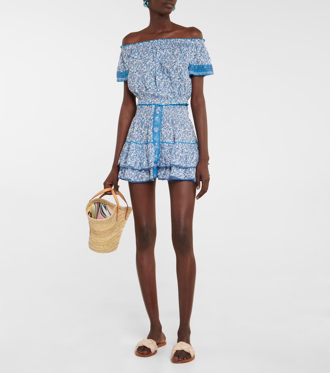 Minifalda floral de tiro alto | Poupette St Barth