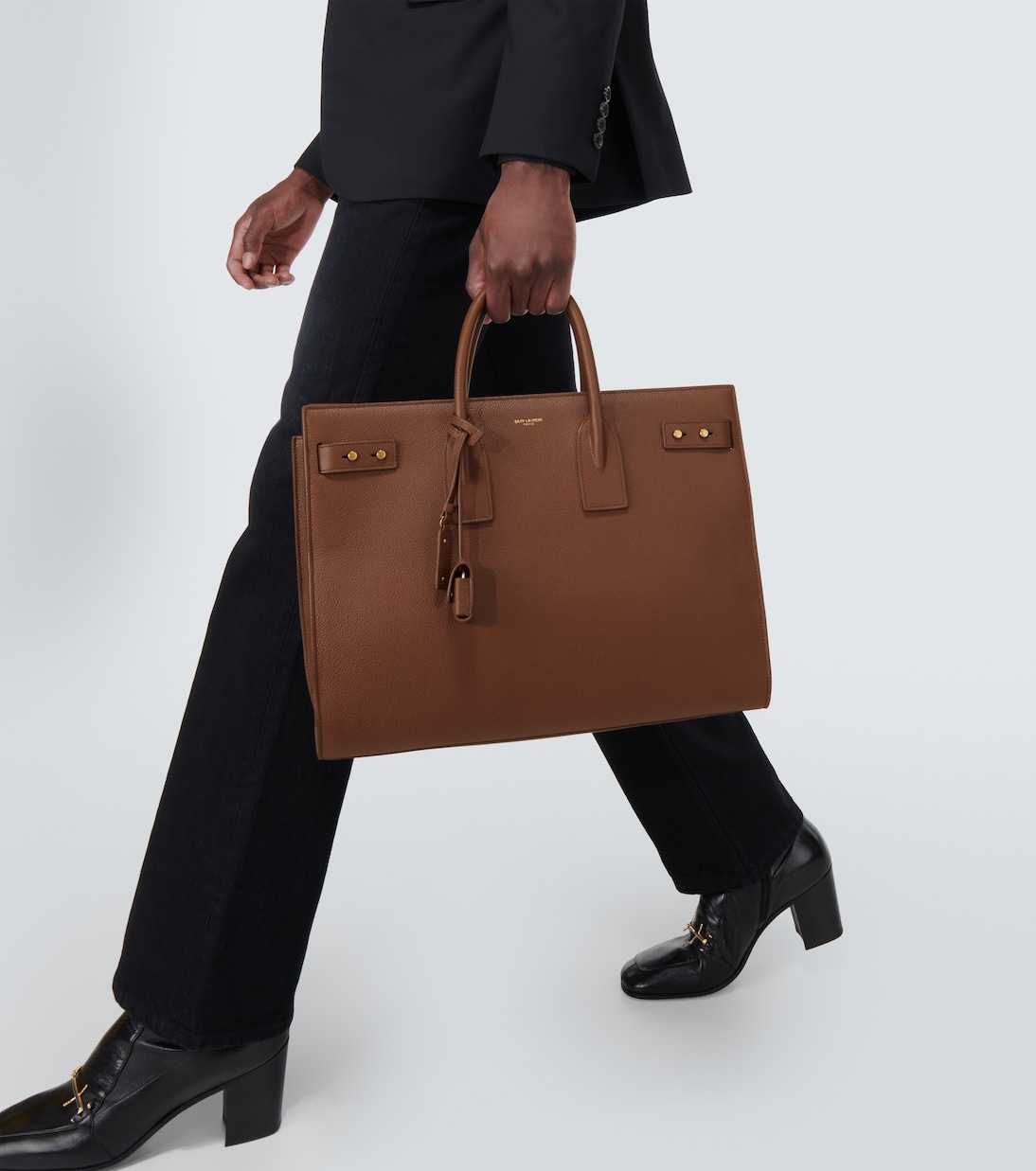 Sac De Jour Thin Large leather tote bag in brown Saint Laurent Mytheresa