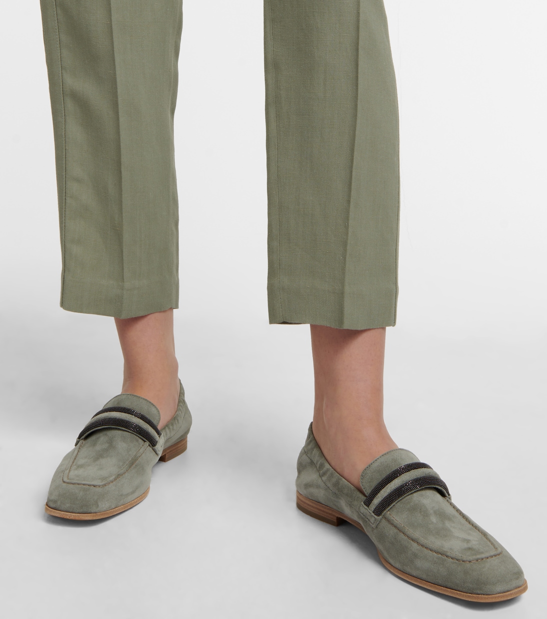 Embellished suede loafers | Brunello Cucinelli