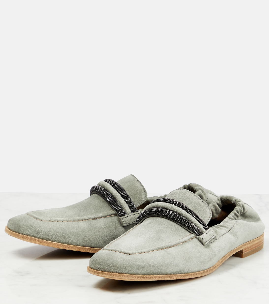 Embellished suede loafers | Brunello Cucinelli