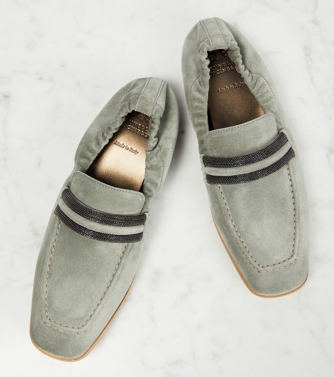 Embellished suede loafers | Brunello Cucinelli