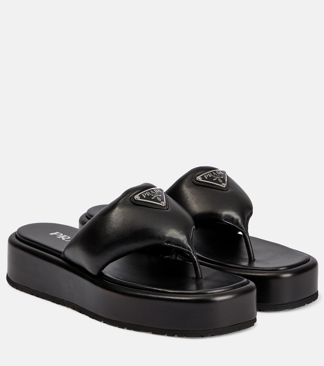 Sandali con plateau in pelle imbottita | Prada