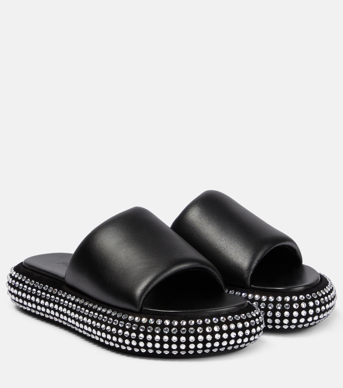 Mules à plateforme en cuir à cristaux | JW Anderson