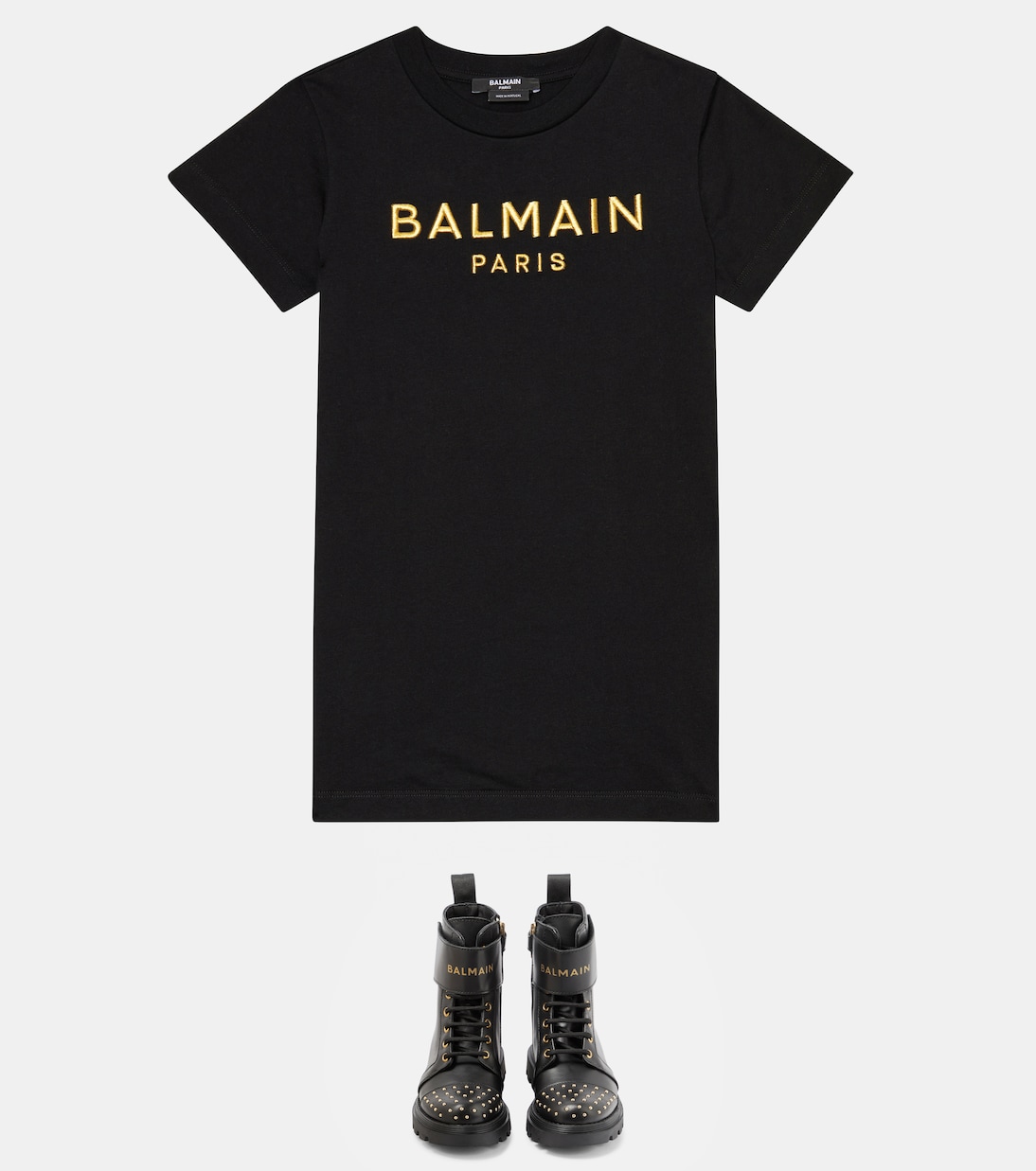 Abito in jersey di cotone con logo | Balmain Kids