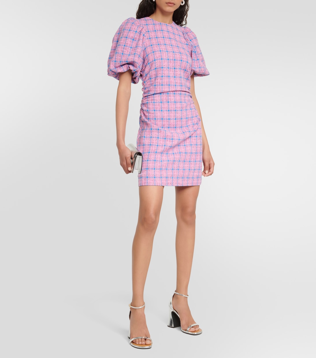 Checked cotton-blend minidress | Ganni