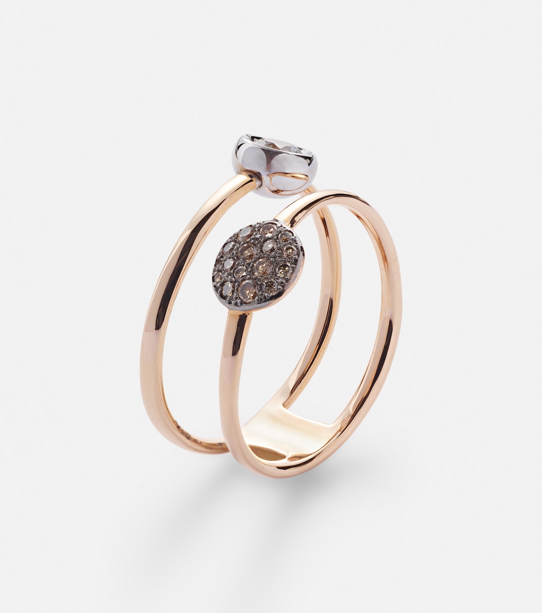 Anello doppio in oro 18kt Sabbia con diamanti - Eleganza giovanile Pomellato
